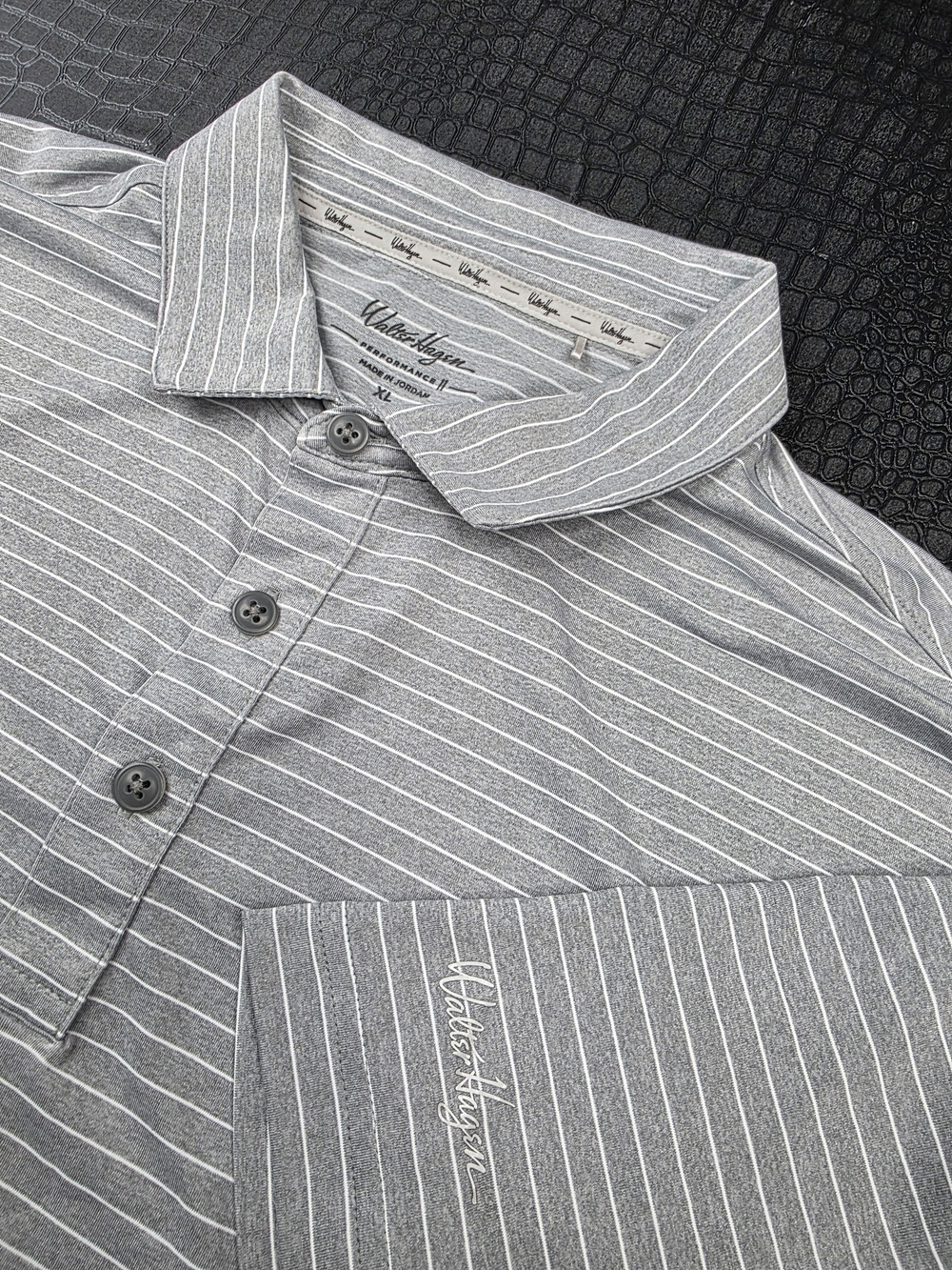 Walter Hagen 11 Majors Performance Golf Polo Grey White Stripe Size XL